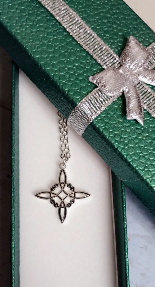 Collar Mini Nudo de Bruja Acero Blanco