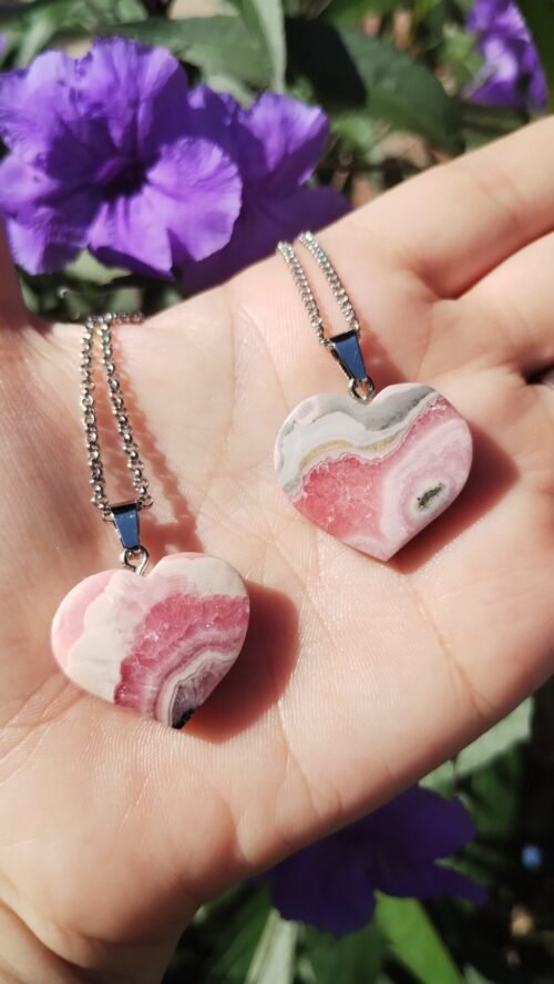 Colgante Corazón Rodocrosita y Ónix Cielo