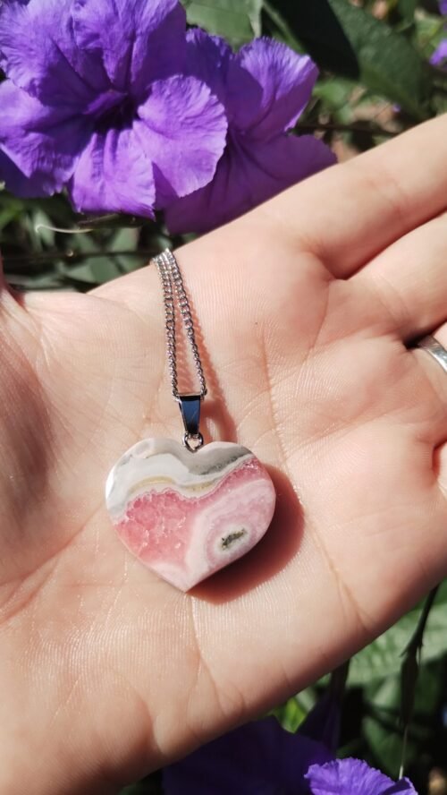 Colgante Corazón Rodocrosita y Ónix Cielo