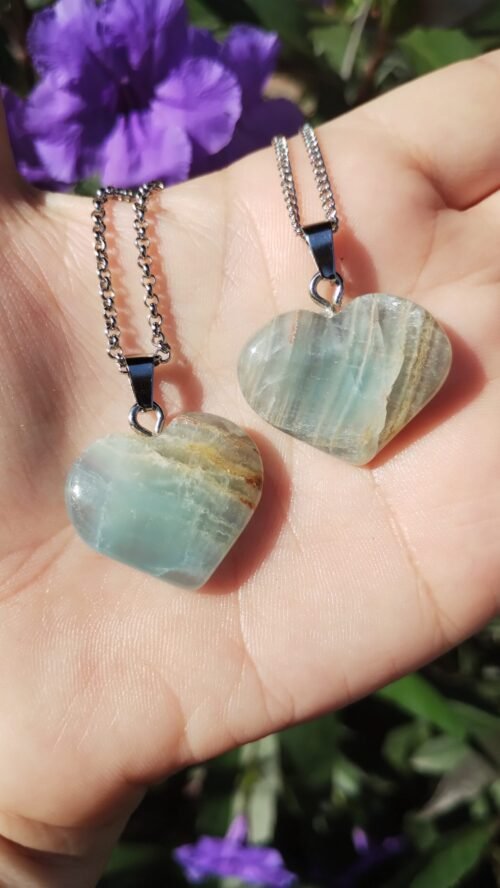 Colgante Corazón Rodocrosita y Ónix Cielo