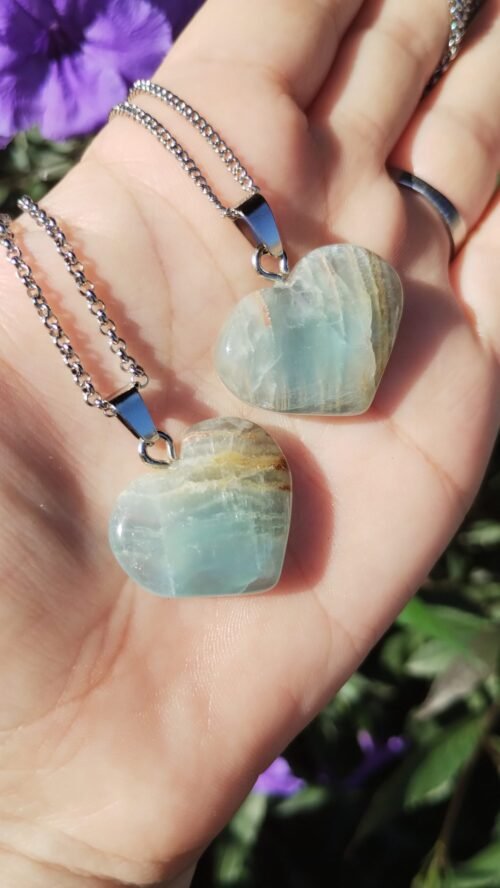 Colgante Corazón Rodocrosita y Ónix Cielo