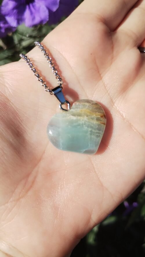 Colgante Corazón Rodocrosita y Ónix Cielo