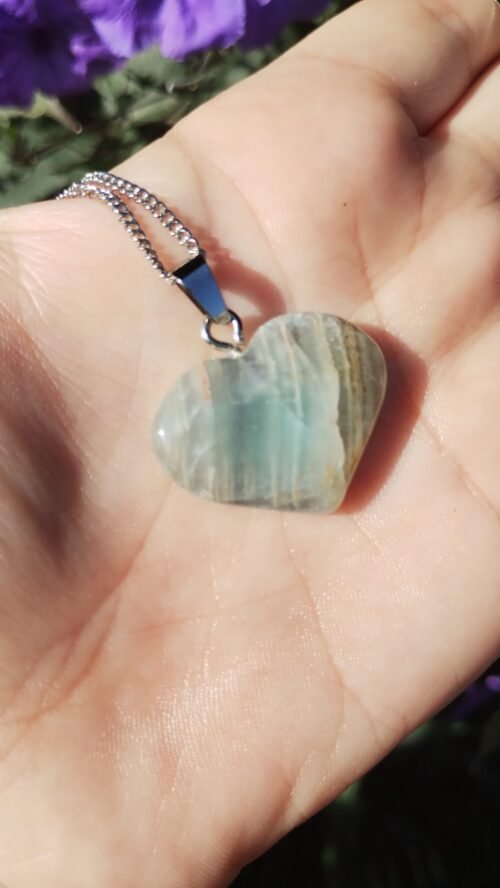 Colgante Corazón Rodocrosita y Ónix Cielo