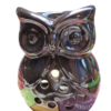 Hornillo búho negro de cerámica esmaltada para aromaterapia y rituales
