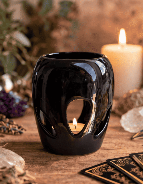 Hornillo oval de cerámica esmaltada de 9 cm para aromaterapia y rituales esotéricos