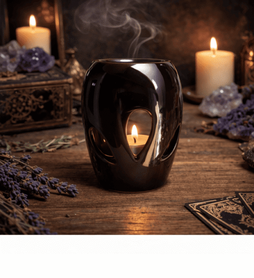 Hornillo oval de cerámica esmaltada de 9 cm para aromaterapia y rituales esotéricos