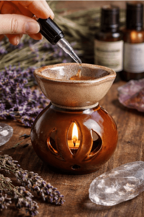 Hornillo calado de cerámica esmaltada de 8 cm para aromaterapia y rituales esotéricos